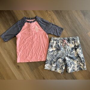 Boys Wonder Nation Bathing Suit Set - Shirt & Swim Shorts Size Medium 8